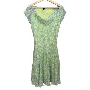 Vintage Floral Bias Cut Drop Waist Midi Slip Dress M Fairy Y2K Garden‎ Party